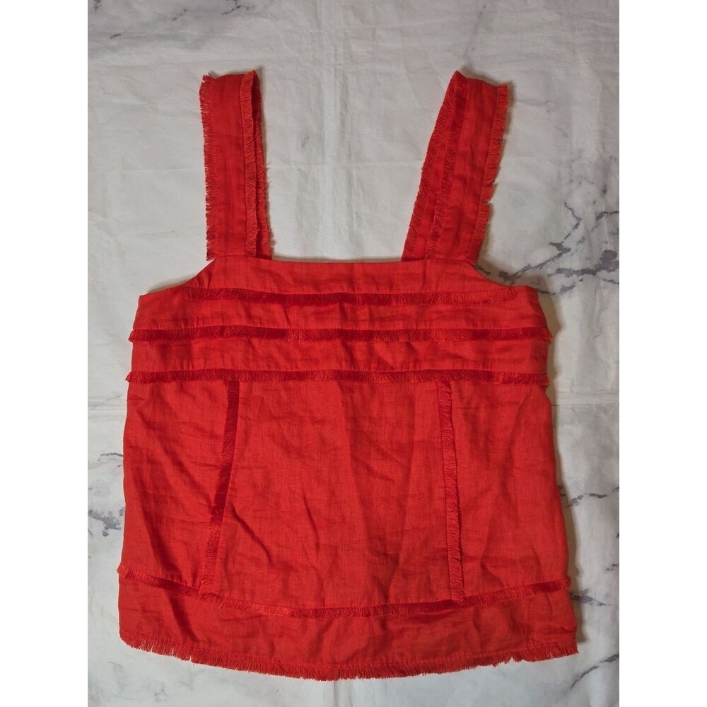 J. Crew Orange Linen Fringe Tank Top